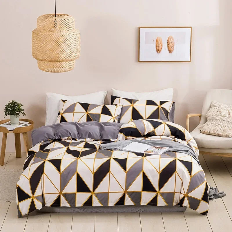 Geometric Print Queen Bedding Set Soft Comfortable King Size Duvet Cover Set Cheap Durable Single Double quilt cover  NO sheet