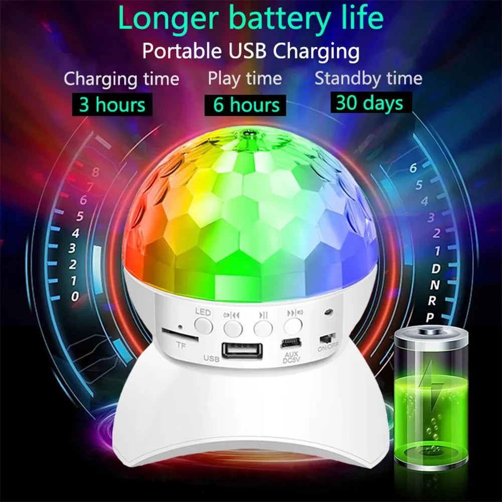 Dj Speakers Disco Ball Wireless Bluetooth Music Rotating Stage Light RGB Strobe Laser Projector Rechargeable Party Light