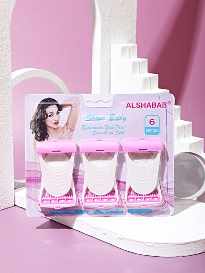 ALSHABAB 6PCS Set Disposable Razor for Women Shaving 1 Blade Stainless Body Bikini Hair Removel Tool Pink Color Manual Shaver