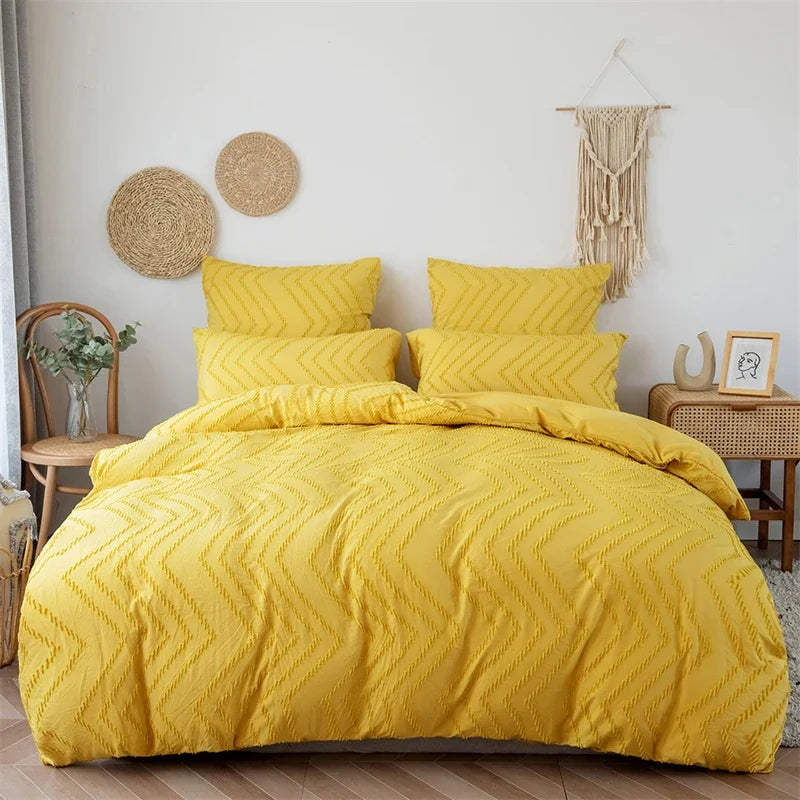 High Quality Ripple Cut Flowers Queen Bedding Set Comfortable Wave Striped Duvet Cover Set Single Double Bed Quilt Cover Sets