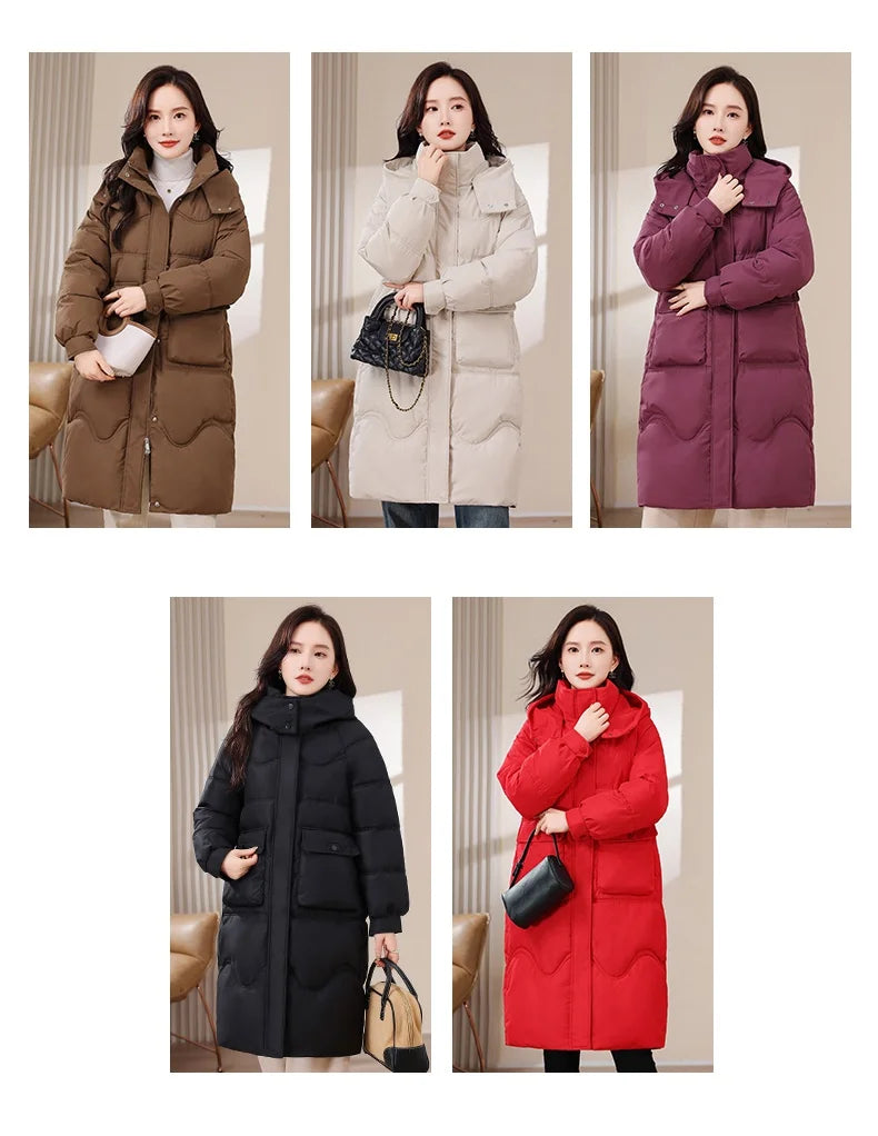 XL-8XL Oversized Outerwear Women Winter Long Parkas Hooded 2024 Casual Loose Thick Warm Lady Jackets Plus Size Women Clothing