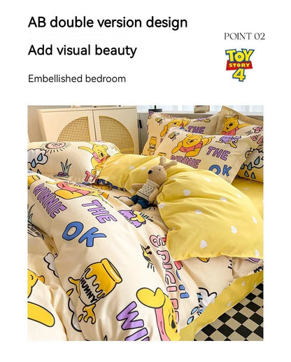 Disney Mickey Minnie Lotso Bedding Set Duvet Cover Bed Sheet Pillowcase Bedsheet Double Single King Queen Twin Size Home Textile