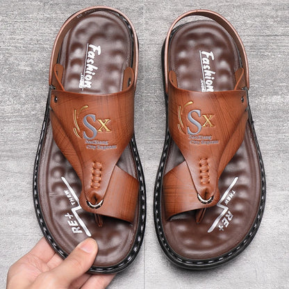 Summer Men Sandals Casual  Genuine Leather Leisure Sandals Designer Shoes Men