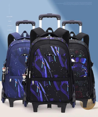 Waterproof School Bags for Boys Trolley Schoolbag Kids' Luggage Book Bags Men Backpack with 6 Wheels Stairs Mochila Escolar Sac