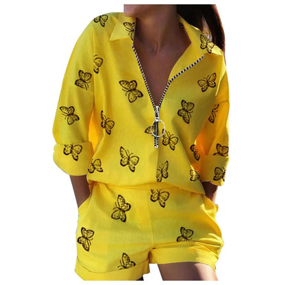 Women Short Sets printed Sets for Women 2 Pieces Zipper Shirt 2 Piece Set Women Outfit New Two Piece Set Womens Clothing sales