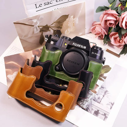 Suitable for Fuji X-T50 camera leather base micro single retro simple protective base leather cover wrist strap accessories