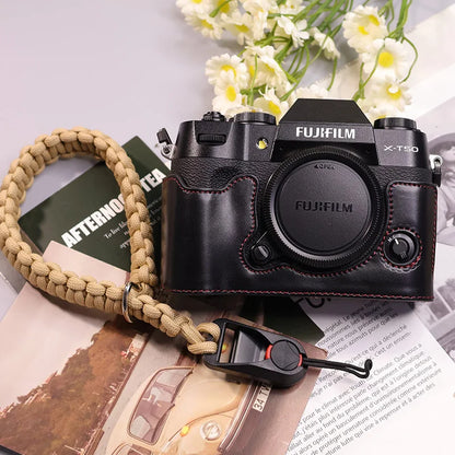 Suitable for Fuji X-T50 camera leather base micro single retro simple protective base leather cover wrist strap accessories