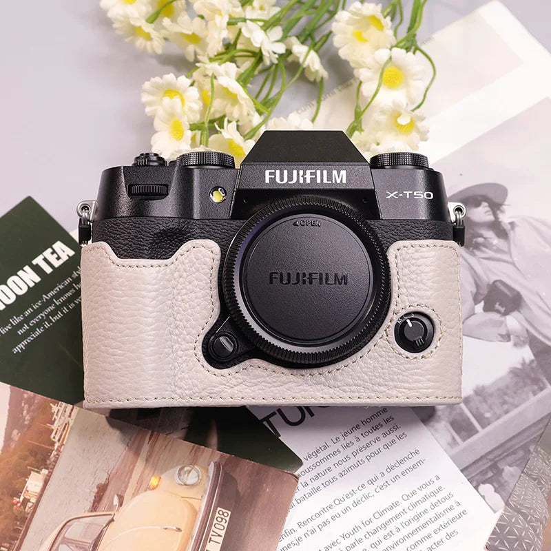 Suitable for Fuji X-T50 camera leather base micro single retro simple protective base leather cover wrist strap accessories