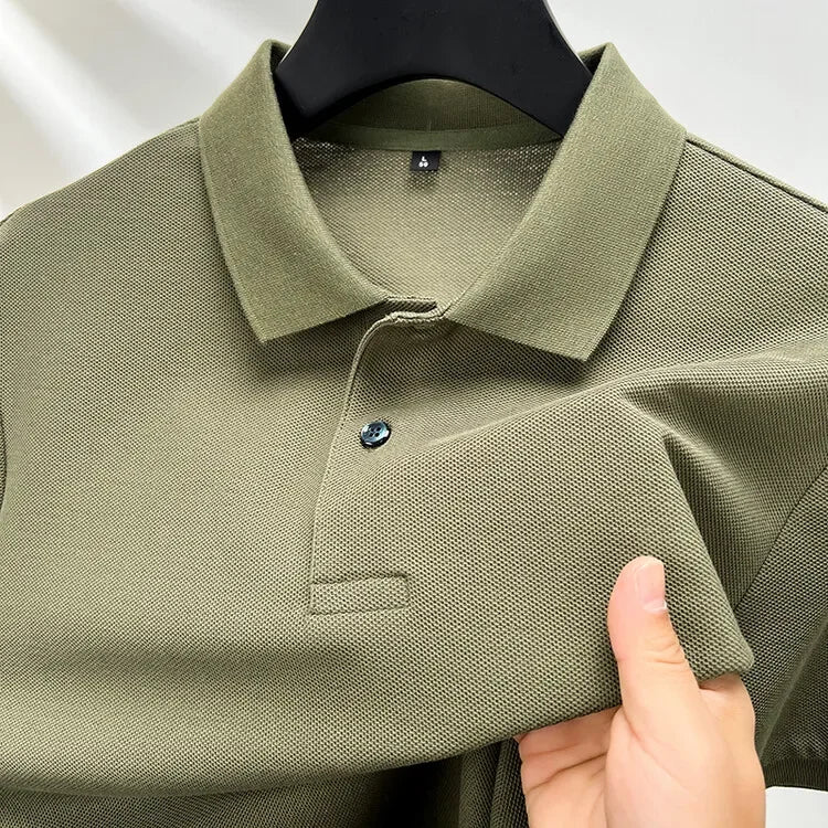 100% Cotton 2024 Summer Fashion Casual Short Sleeve Polo Shirt, Lapel Wear Solid Color Top,Tees,Men's T-shirt Golf