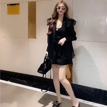 Short Sets for Women 2 Pieces Suit Formal Woman Shorts Two-piece Kit Outfit New Products Coordinated Classic Korean Style Trends