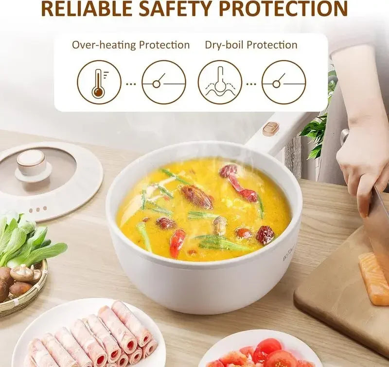 Bear Hot Pot Electric, 2L Multifunctional Portable Pot for Cooking, 1000W Rapid Noodles Electric Pot, Non-Stick Frying Pans