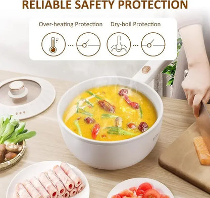 Bear Hot Pot Electric, 2L Multifunctional Portable Pot for Cooking, 1000W Rapid Noodles Electric Pot, Non-Stick Frying Pans