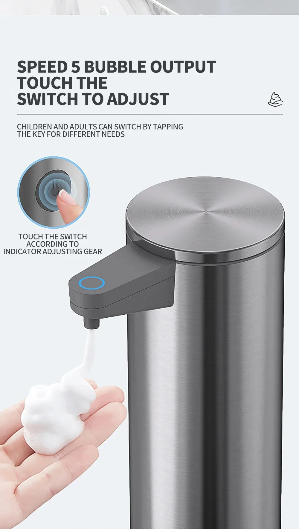 Intelligent automatic sensing stainless steel soap dispenser for washing mobile phones, contactless for home kitchen wall mounte