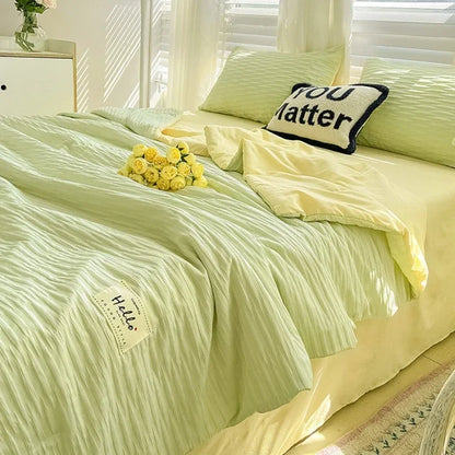 Summer quilt, bubble wash cotton color block bed sheet summer quilt, double bed cooling blanket, air conditioning quilt