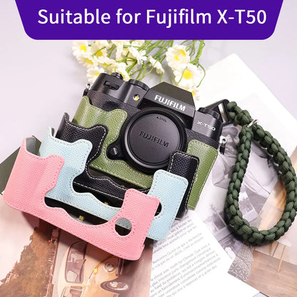 Suitable for Fuji X-T50 camera leather base micro single retro simple protective base leather cover wrist strap accessories