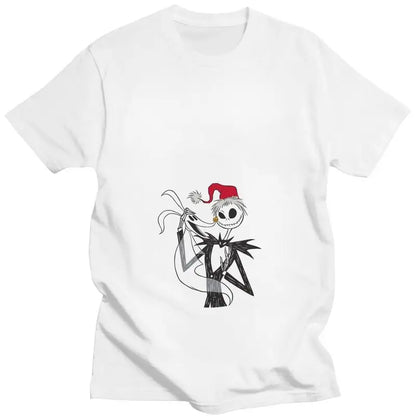 Custom Mens The Nightmare Before Christmas T Shirt Short-Sleeve Cotton Tshirt T-shirt Casual Jack Skellington Tees Fit Clothing