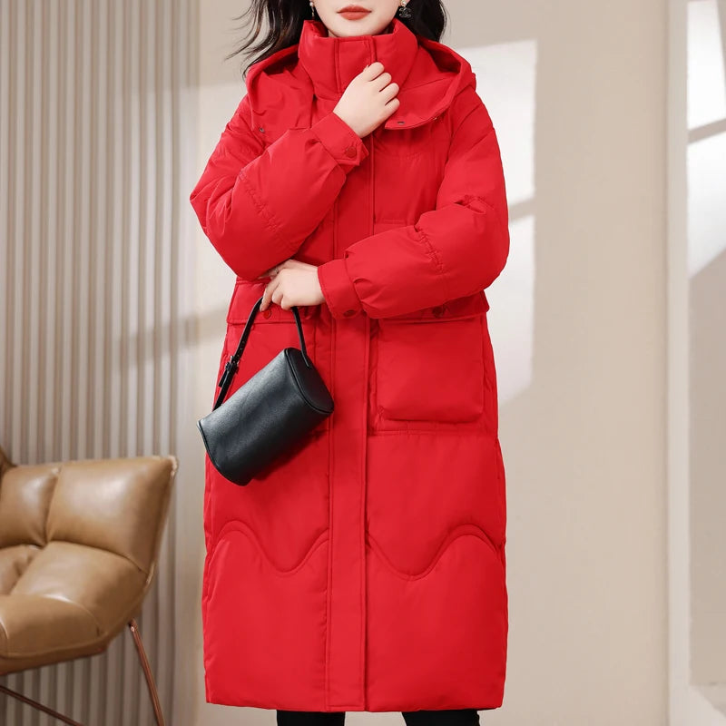 XL-8XL Oversized Outerwear Women Winter Long Parkas Hooded 2024 Casual Loose Thick Warm Lady Jackets Plus Size Women Clothing