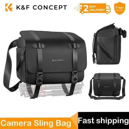 K&F Concept 10L Camera Sling Bag Crossbody Shoulder Backpack Photography Camera Bag for Sony Nikon Canon DSLR With Rain Cover