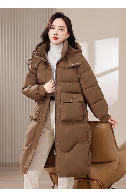 XL-8XL Oversized Outerwear Women Winter Long Parkas Hooded 2024 Casual Loose Thick Warm Lady Jackets Plus Size Women Clothing