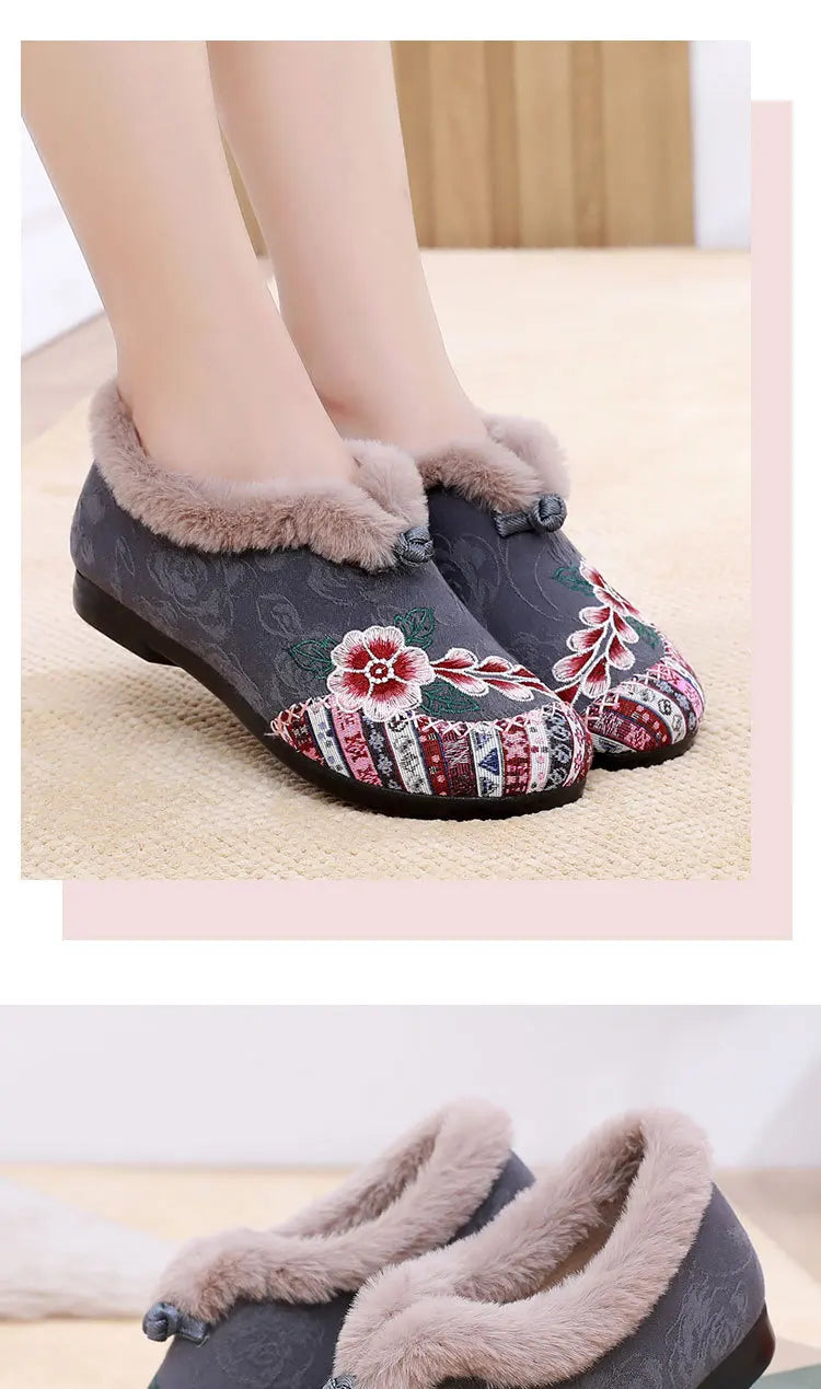 Winter Women's Fashion Non-Slip Flat Shoes Lightweight Casual Soft Snow Shoes Comfortable Plugging Thickening Warm Shoes