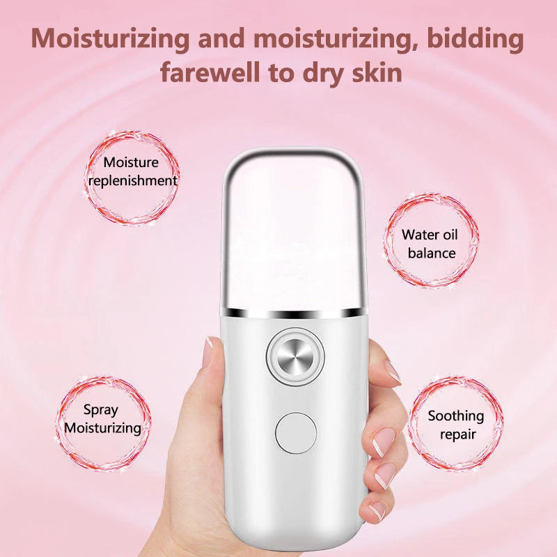 30ML Mini Facial Steamer Personal Nano Sprayer USB Nebulizer Humidifier Moisturizing Hydrating Women Beauty Skin Care Tool