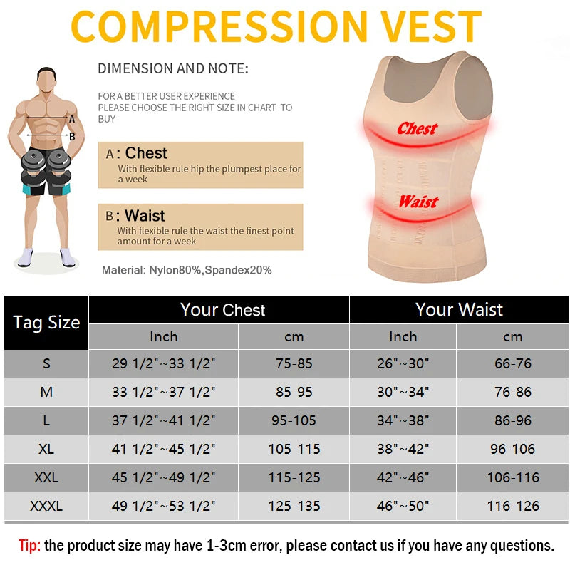 Mens Slimming Body Shaper Vest Shirt Abs Abdomen Slim Gym Workout Tummy Control Compression Tank Top Sleeveless Shapewear