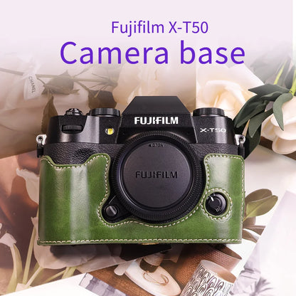 Suitable for Fuji X-T50 camera leather base micro single retro simple protective base leather cover wrist strap accessories