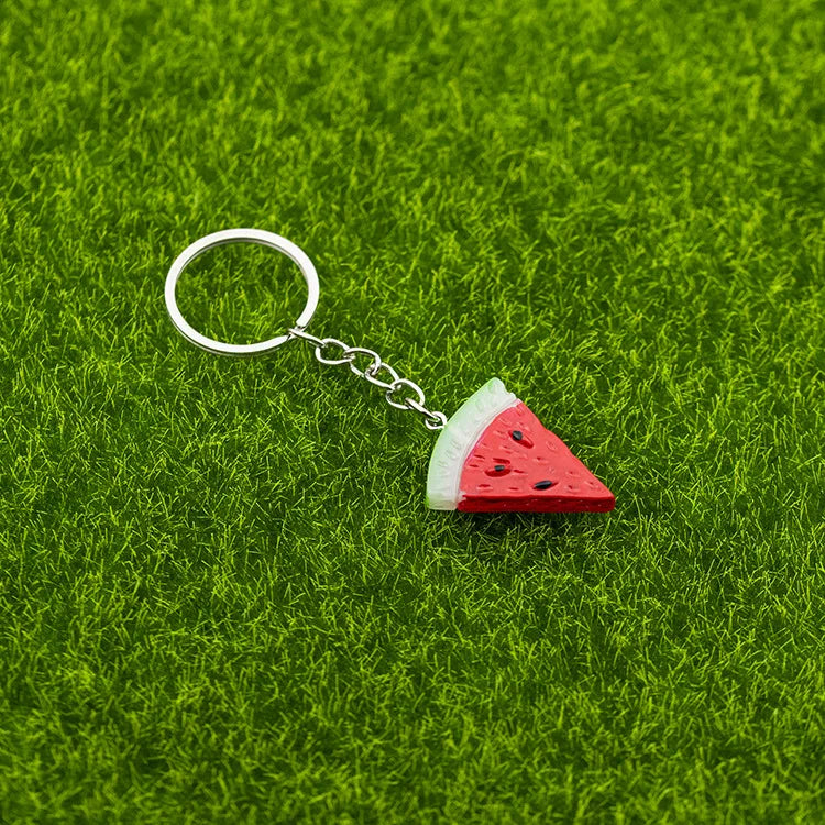 Mini Watermelon Keychain Simulation Fruit Watermelon Food Toy Model Keyring Car Phone Bag Pendant Ornaments Gift Jewelry Trinket