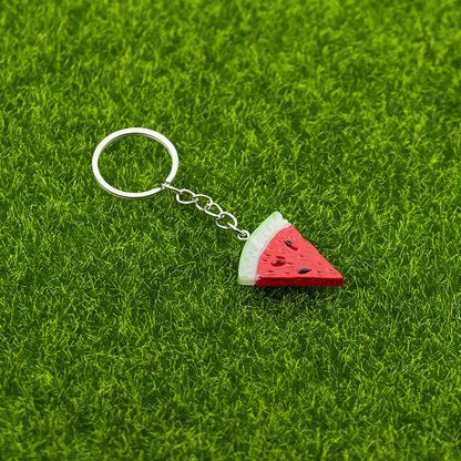 Mini Watermelon Keychain Simulation Fruit Watermelon Food Toy Model Keyring Car Phone Bag Pendant Ornaments Gift Jewelry Trinket