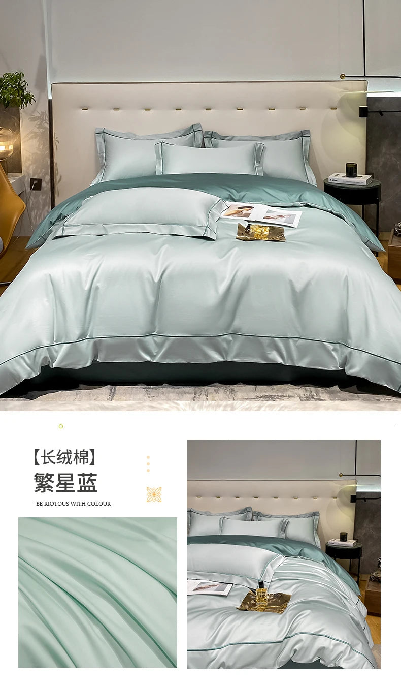 Embroidery Bedding Sets Egyptian Cotton Bed Sheet Set Luxury Duvet Cover Bedsheet Bed Linen Pillowcase 5 Stars Hotel Bedclothes