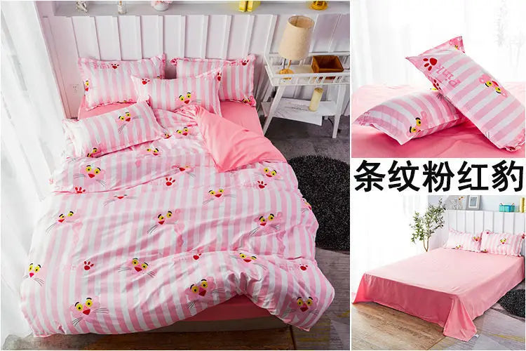 Sanrio Hello Kitty Cotton Bedding Set Cute Double Flat Sheet Duvet Cover Pillowcase Bed Linens Girl Dorm Bedclothes Home Textile