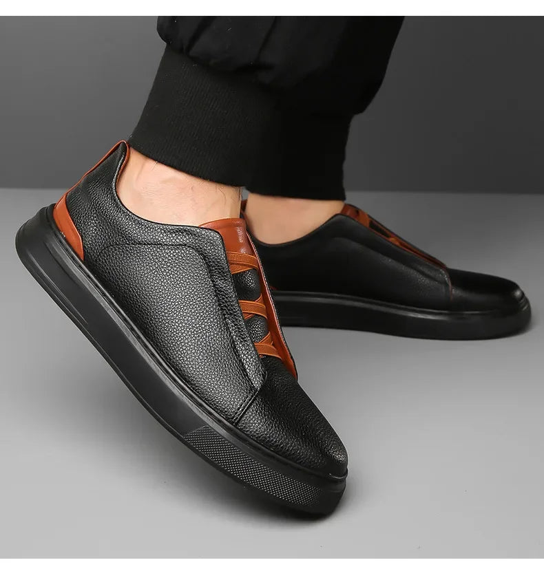 New Men Leather Shoes Classic Business Formal Shoes for Men Handmade Casual Men's Lace-up Footwear Man Platform non-slip Loafers