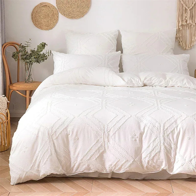 Geometric Crafts Cut Flowers Queen Bedding Set Twin Solid Single Double Duvet Cover Set King Size Quilt Cover and Pillowcases