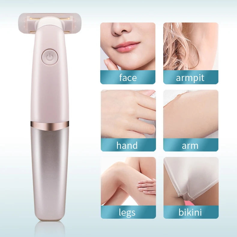 Portable USB rechargeable painless female shaver female leg and armpit hair shaver electric ladies shaving trimmer for women.