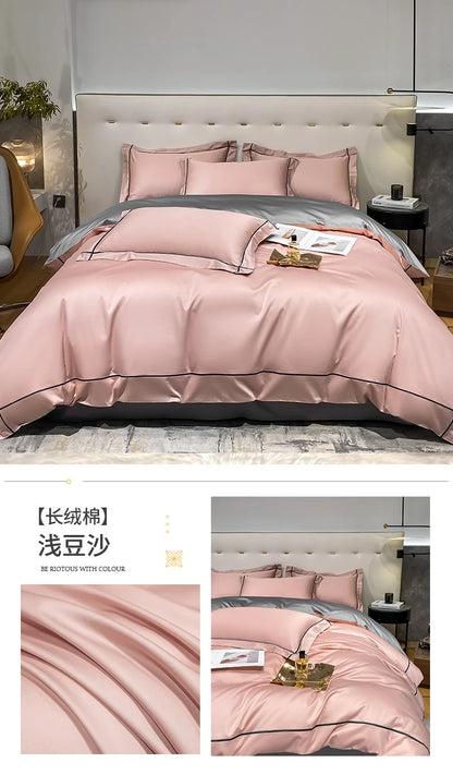 Embroidery Bedding Sets Egyptian Cotton Bed Sheet Set Luxury Duvet Cover Bedsheet Bed Linen Pillowcase 5 Stars Hotel Bedclothes