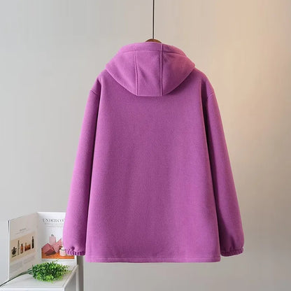 Plus Size Women's Clothing Autumn And Winter Hoodies & Sweatshirt Long Sleeve Zipper Polar Fleece Thick Casual Sports Sweatshirt