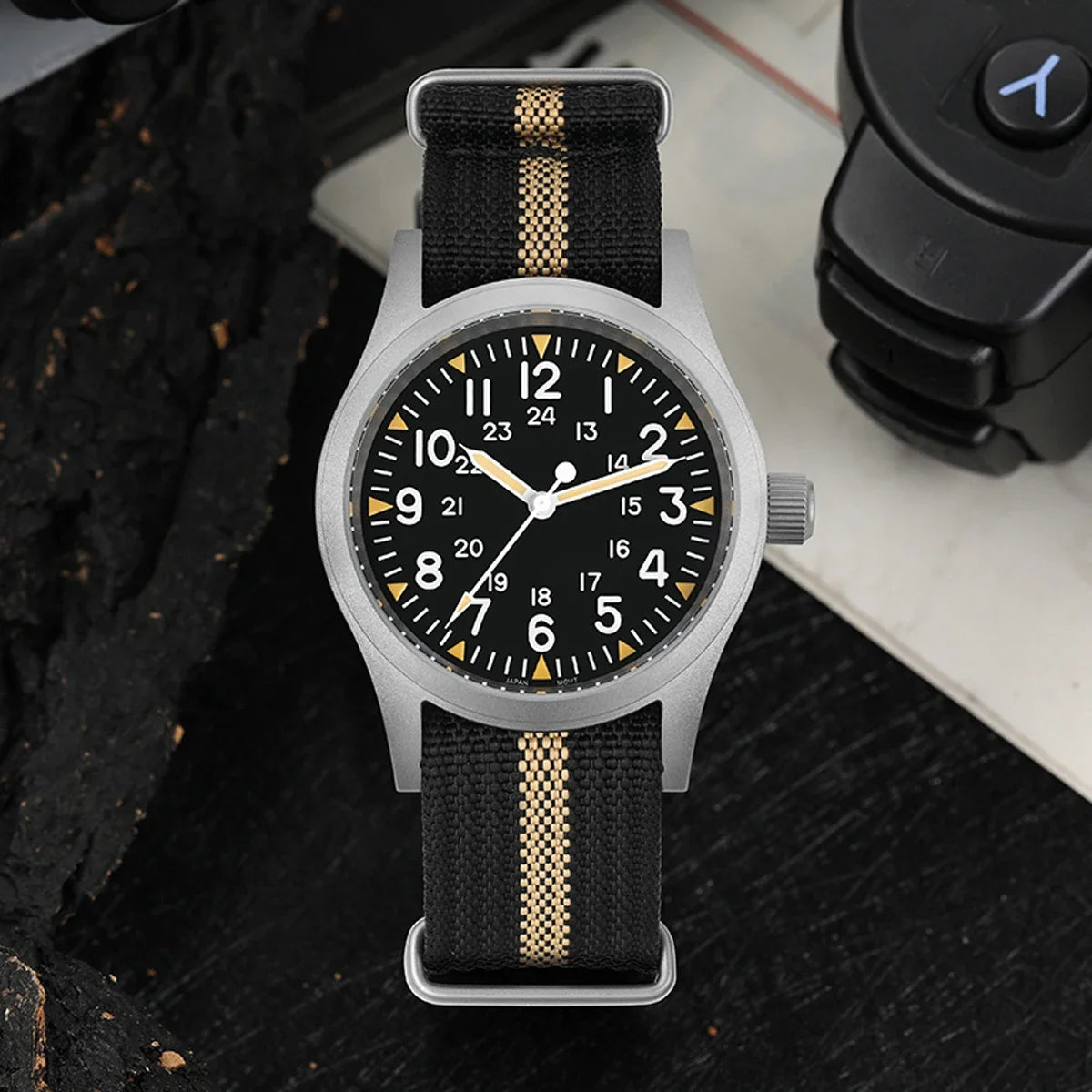 Militado ML05 38mm Men Watch VH31 Quartz Military Watches Domed Sapphire AR Coating 100m Waterproof Stainless Steel Wristwatch