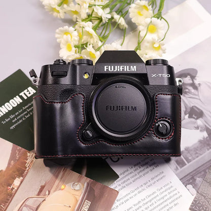 Suitable for Fuji X-T50 camera leather base micro single retro simple protective base leather cover wrist strap accessories