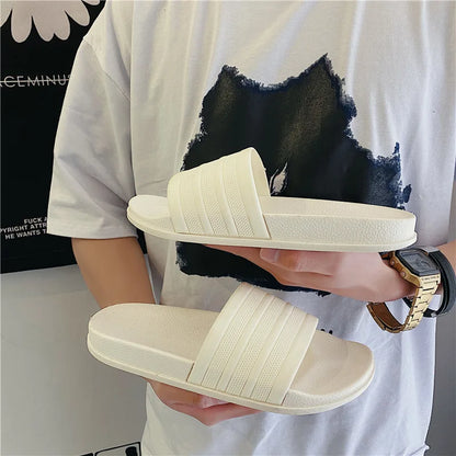 2023 Wear-Resistant Slippers Men Women Summer Outdoors Indoor Fashion Stripes Couples Wear Sandals Non-Slip Bathroom Beach Shoes