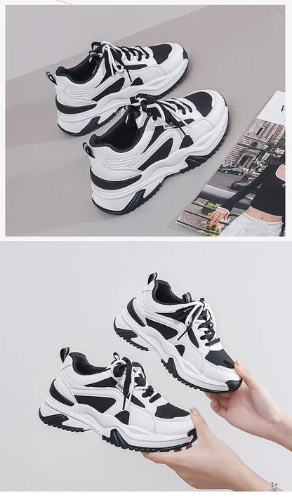 Women's Casual Sneakers Trendy New All-match Vulcanized Shoes 2025 Womens Outdoor Height-enhancing Daddy Shoes Zapatos De Mujer