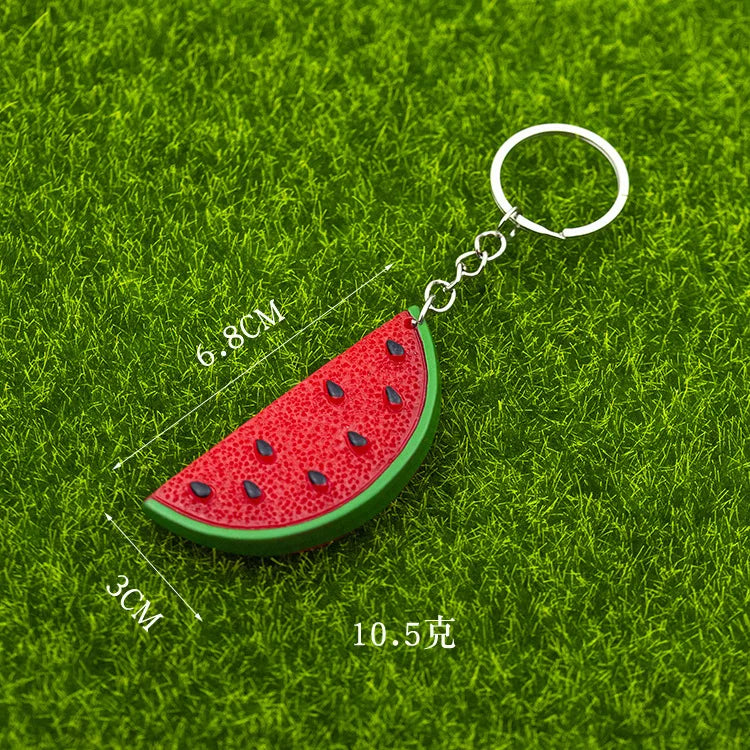 Mini Watermelon Keychain Simulation Fruit Watermelon Food Toy Model Keyring Car Phone Bag Pendant Ornaments Gift Jewelry Trinket