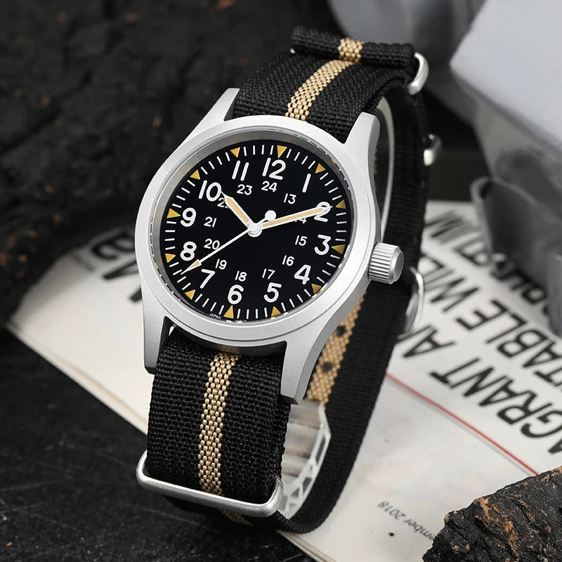 Militado ML05 Vintage Quartz Watch AR Sapphire Crystal Luminous VH31 Movement Watches 38mm Stainless Steel Men Wristwatch