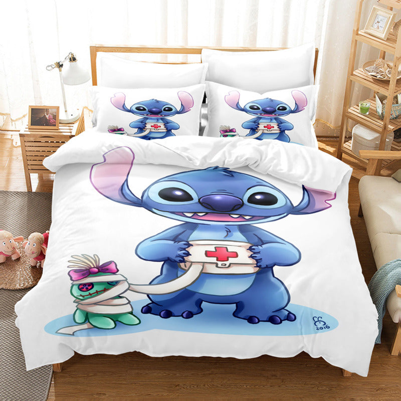 Cartoon Disney Stitch Angel Duvet Cover Set Stitch Post Quilt Cover Pillowcase Bedding Set Kids Adult Comfortable Set Twin King